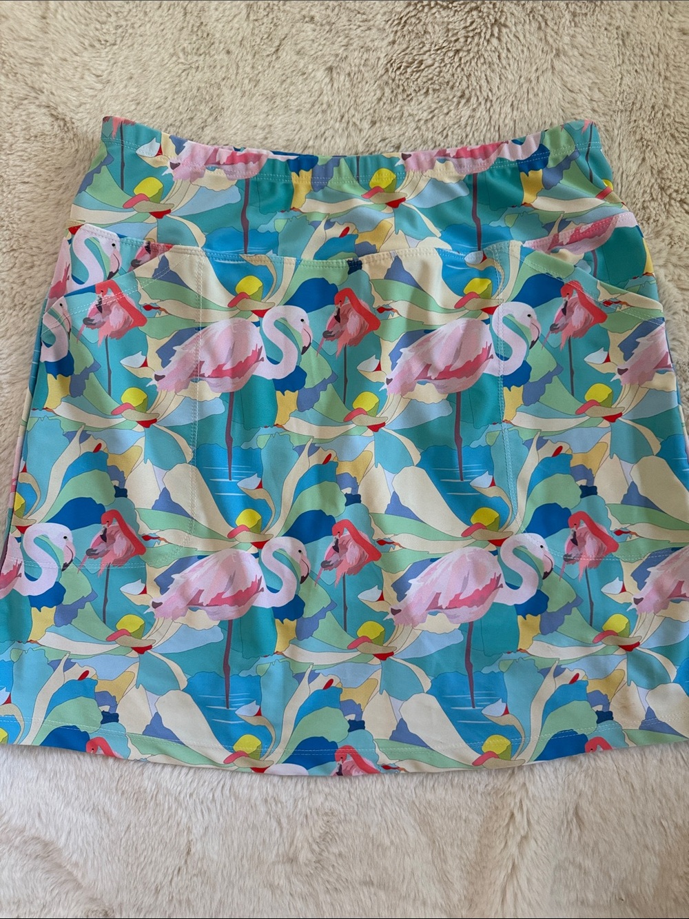 B Skinz Skirt Skort Women's M Medium Pickleball Tennis Blue Pink Flamingos